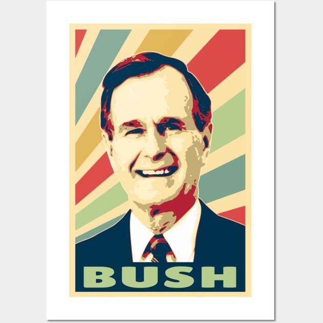 George H.W. Bush Vintage Colors Wall Art by Nerd_art